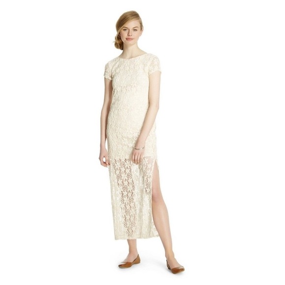 Xhilaration Dresses & Skirts - NWT Xhilaration Ivory lace crochet maxi dress Sz XS Partially Lined Short Sleeve